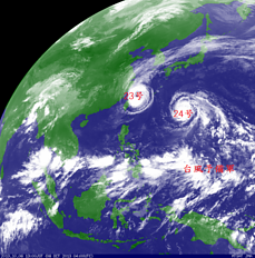 　台風避難中